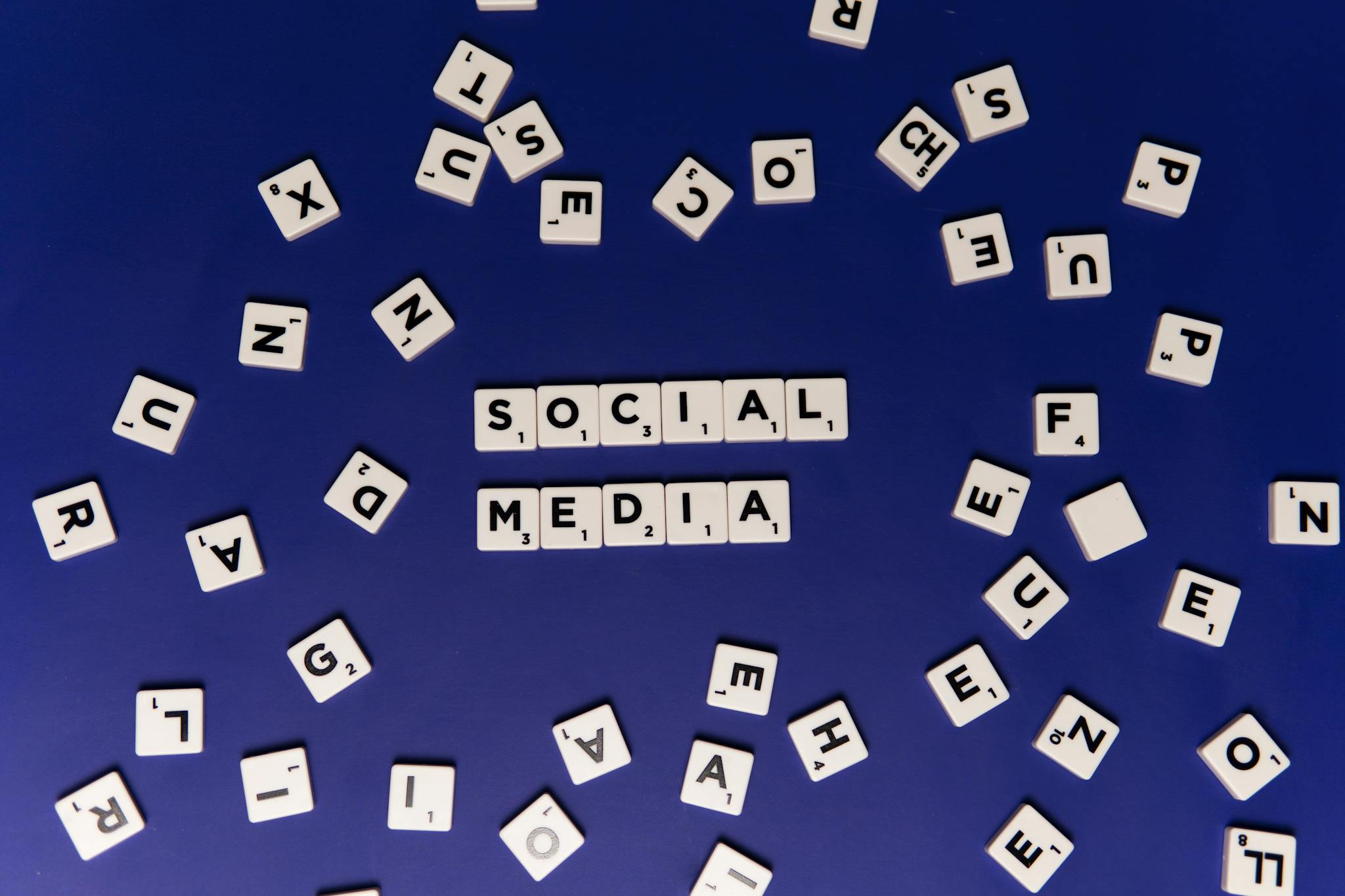 Scrabble Tiles Spelling Social Media On A